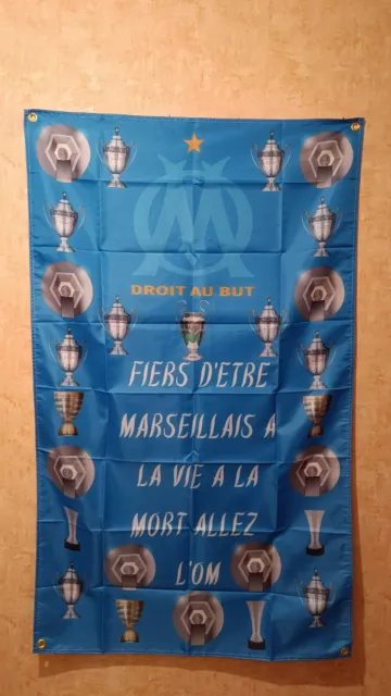 Olympique De Marseille Drapeau Drapeau Intérieur Extérieur 90cmX150cm Avec  Deux Œillets
