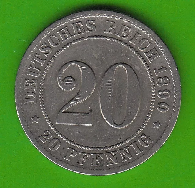 Kaiserreich 20 Pfennig 1890 F sehr schön nswleipzig