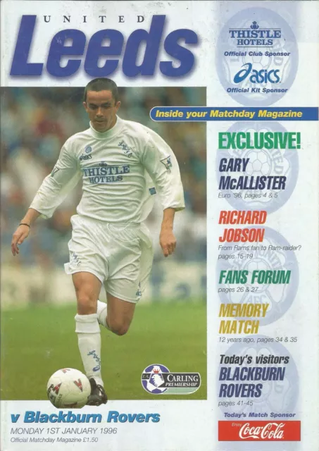 Football Programme - Leeds United v Blackburn Rovers - Premiership - 1/1/1996