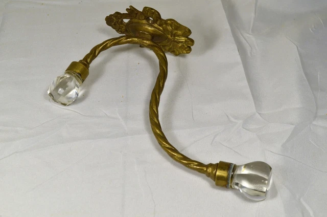 Fancy Brass Coat Wall Mounted Coat or Hat Hanger w/ Glass Knobs India