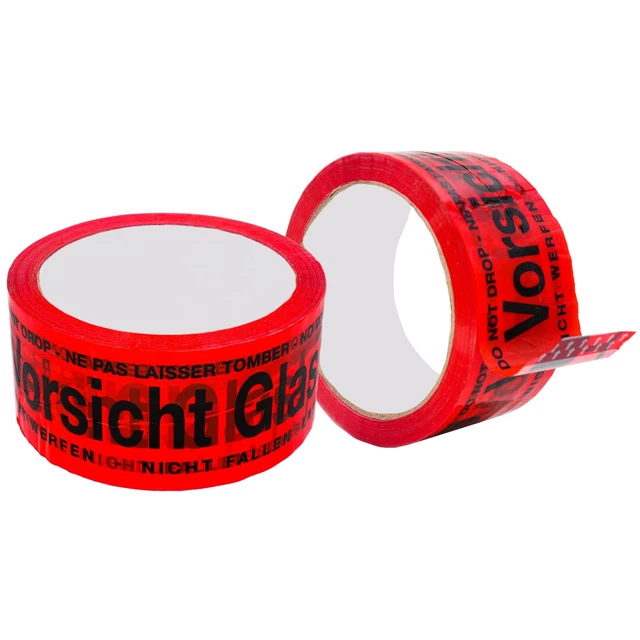 1 Rolle Vorsicht Glas Paketklebeband Paketband 66m rot Klebeband Packband