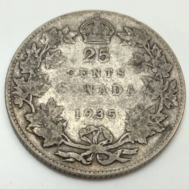 1935 Canada 25 Cents Quarter KM# 24a Circulated Coin D492