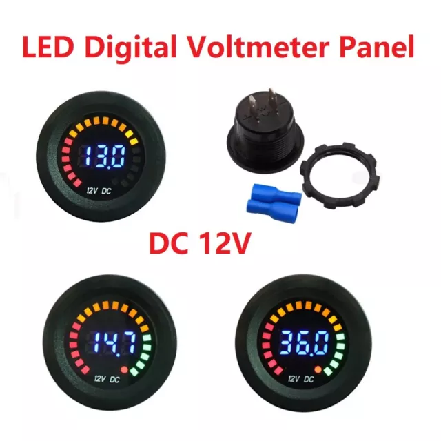 LED Digitales DC 12V Voltmeter Panel Universal Auto Motorrad Boot Voltage Gauge 3
