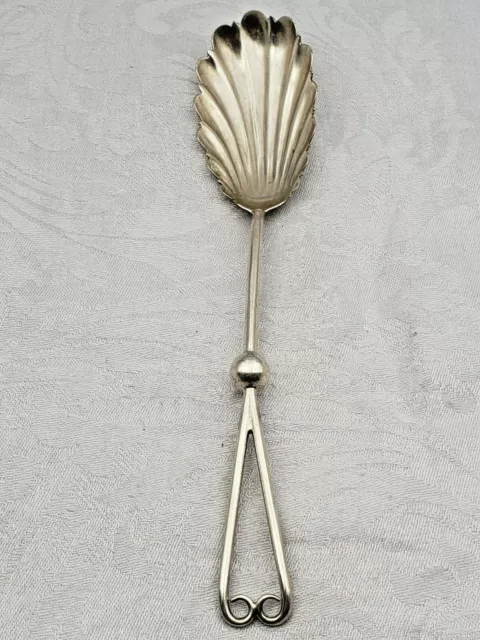 Antique English Silverplate  Berry Spoon with Shell-Shaped Bowl 8888