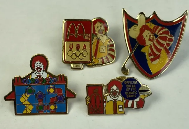 McDonalds Ronald McDonald Clown Golf, Play Place, Olympics Hat Pins Lot of 4
