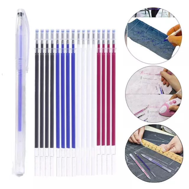 40 Pcs Heat Erasable Pens High Temperature Fade Fabric Marker Refill Storag R4L2