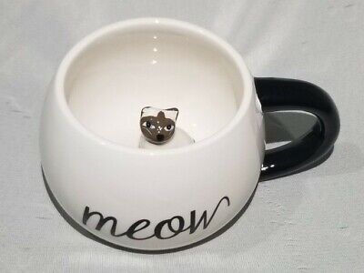 World Market MEOW Cat Coffee Mug Siamese Kitty Inside Mug 17 Oz