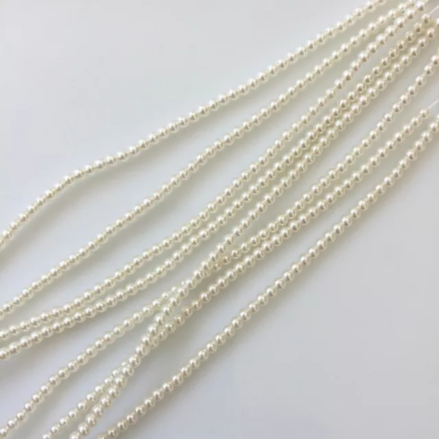 Pearl Beads, Czech Glass available in 2,3,4 + 5 mm. Off-White. Sewing/Wedding.