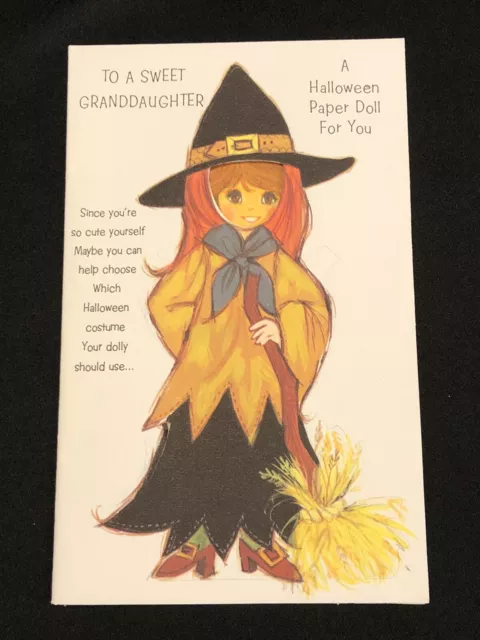 Vintage 1971 American Greetings Paper Doll Halloween Card Granddaughter Unused