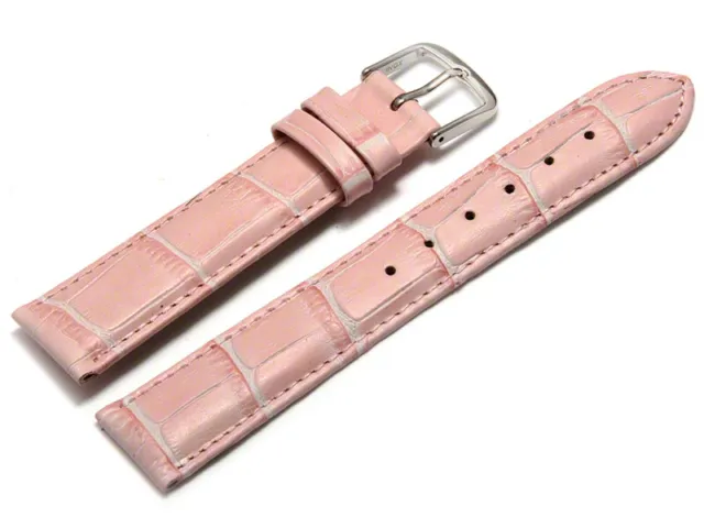 Bracelet montre cuir grain croco rose  8mm 10mm 12mm 14mm 16mm 18mm 20mm 22mm