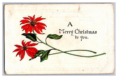 Postcard A Merry Christmas To You Poinsettias Flowers