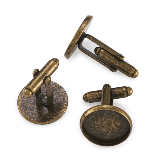 20x Brass Cufflinks Cuff Button Blanks Antique Bronze 18x18mm Tray 16mm