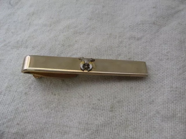 Vintage Tie Bar Clip: Mason Masonic MYSTIC SHRINE SYMBOL Gold Tone