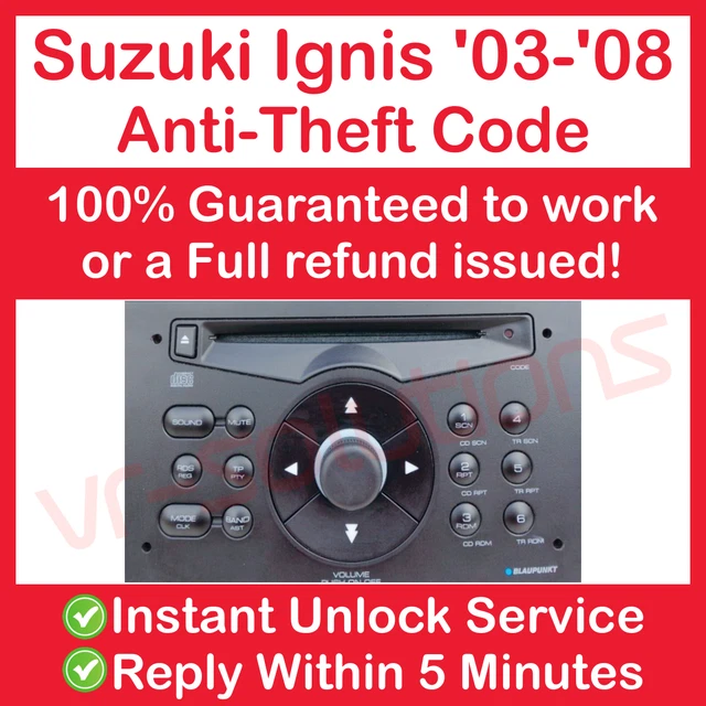 03-08 Code Stereo Radio Cd Suzuki Ignis - Rapide