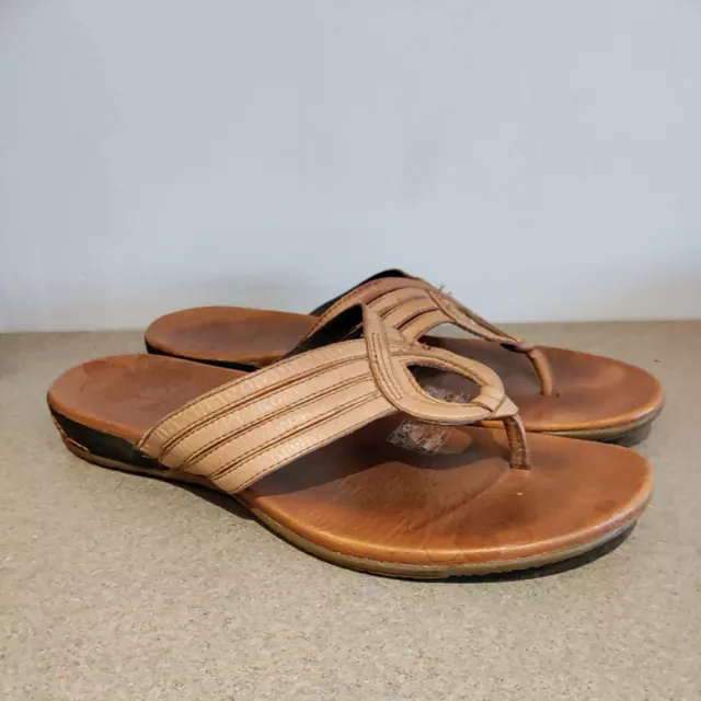 Merrell Women's Tan Lidia Brown Leather Thong Flip Flops Sandals Size US 10 Boho