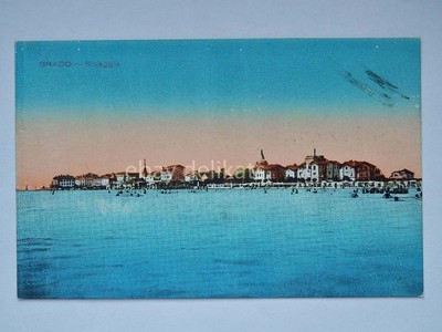 Gorizia Cartolina di Grado spiaggia e mare 1952 