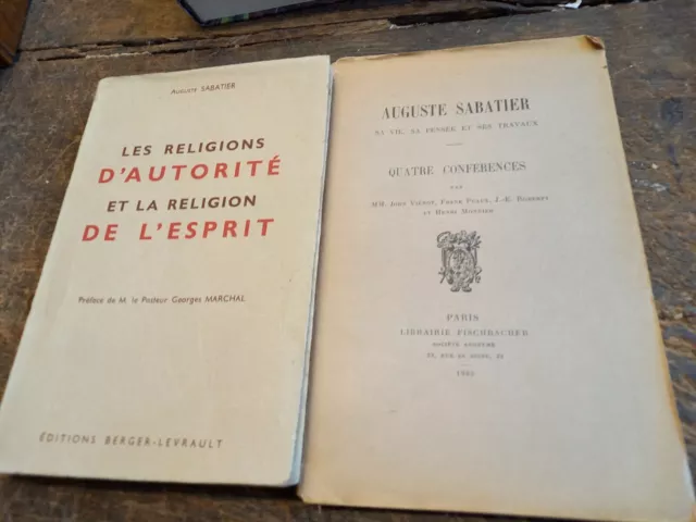 Lot 2 livres Auguste Sabatier Les religions d'autorité et la religion de l'espri