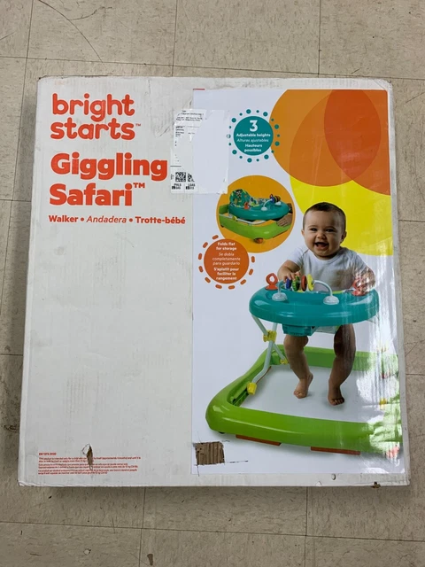 Bright Starts Giggling Safari Walker with Easy Fold Frame for Storage Ages 6 ...