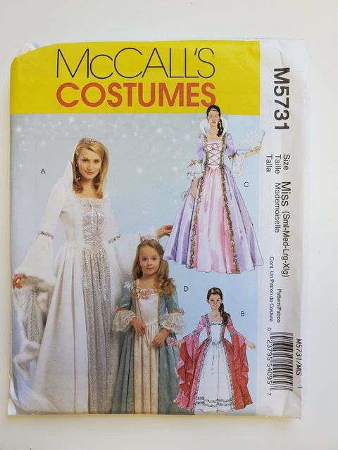 McCall Sewing Pattern M5731 Miss Princess Costume size sm - Xl