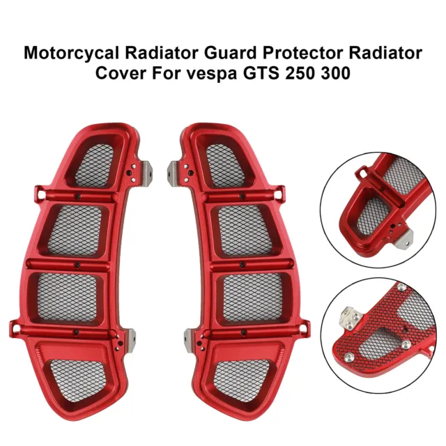 Protecteur Couvercle Radiateur En Acier Inoxydable Rouge Pour Vespa Gts 250 A1
