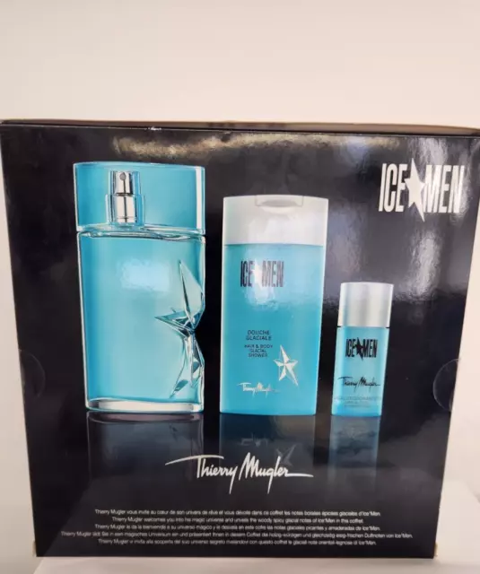 Ice Men by Thierry Mugler 3Pces Set 3.4oz Edt +0.7 Deo Stick+3.5 Shower Gel New