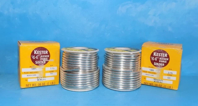 2 Rolls Kester SB5 Alloy Rosin Core Solder .125 Dia Lead Free NOS/NIB