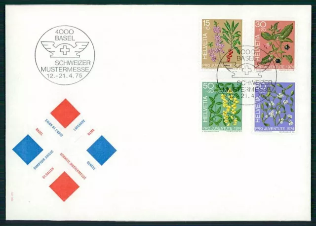 SCHWEIZ SONDERBRIEF 1975 BASEL SCHWEIZER MUSTERMESSE FLORA PLANZEN BLUMEN m4914