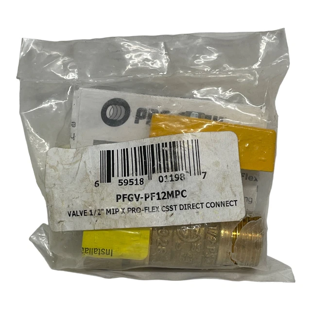 Pro-Flex PFGV-PF12MI 1/2in MIP x 1/2in ProFlex CSST Gas Ball Valve New in Bag