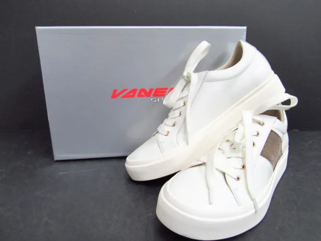 Vaneli Sport Women's White Nappa Yavin Leather Lace Up Sneakers Sz 7 in Box