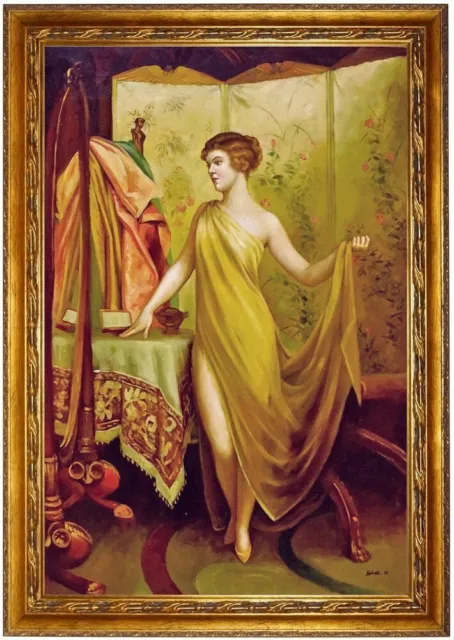 Ölbild Vanitas, Portrait elegante Lady, Ölgemälde HANDGEMALT, Gemälde 60x90cm
