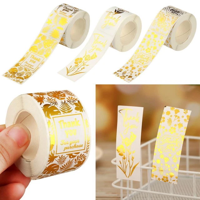 d'étanchéité Pour votre Purcahse Motif floral Merci Stickers Estampage en or