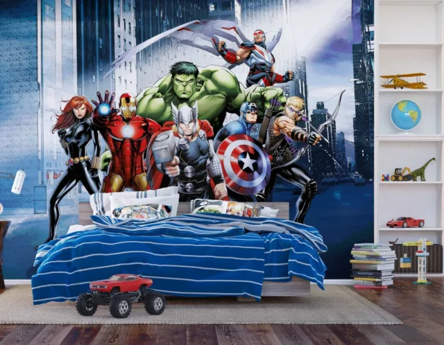 CAMERETTA BAMBINI MARVEL Avengers Carta da Parati Foto Murale