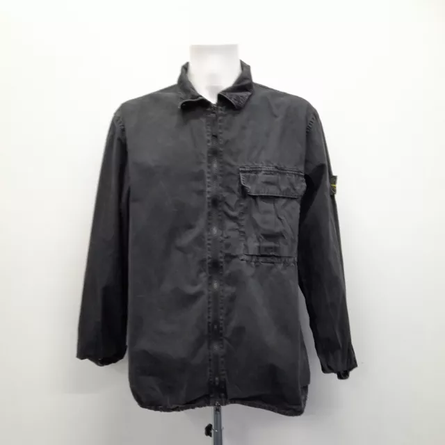 Stone Island Shacket Shirt Jacket Mens XXL Black Cotton Zip Up Designer RMF05-RP
