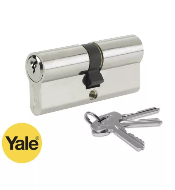 YALE Door Lock Barrel Euro Cylinder  6 Pin 25:10:40/30:45 (75mm) in Nickel KA