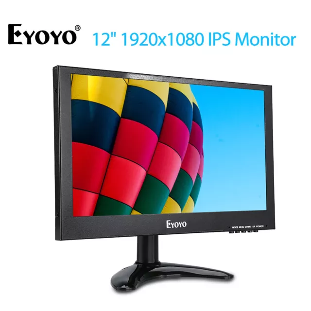 EYOYO 12'' Portable Monitor 1920x1080 IPS Screen HDMI VGA BNC AV USB For CCTV/PC