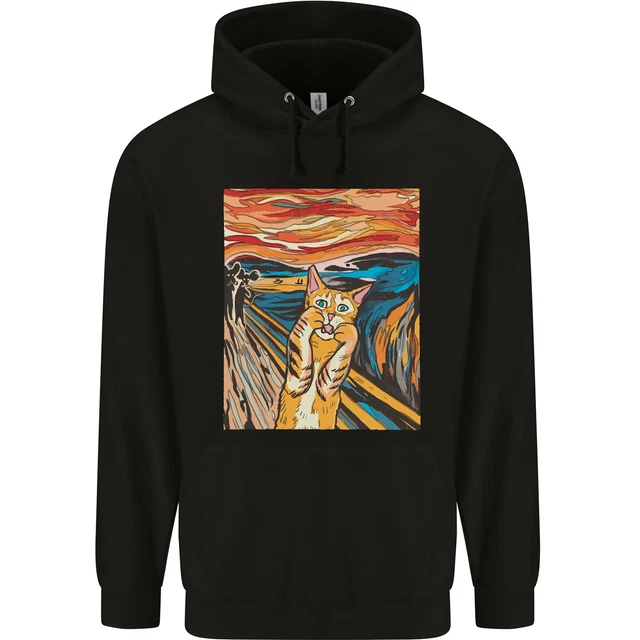 Felpa con cappuccio bambini pittura urlante gatto parodia