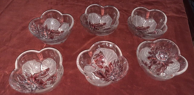 Lot De 6 Coupelles à Dessert Anciennes – Verre – Déco Géométrique Et Arabesques – 1970