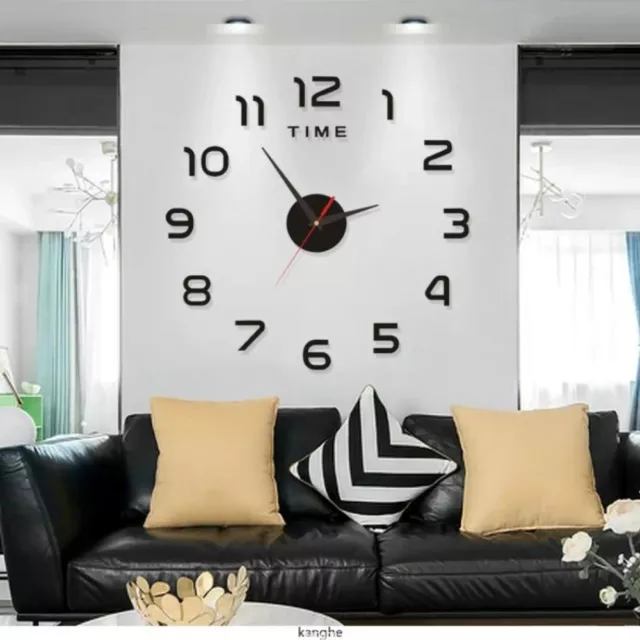 Modern Design Large Wall Clock 3D Quartz Clocks Watches Acrylic Mirror Sticker