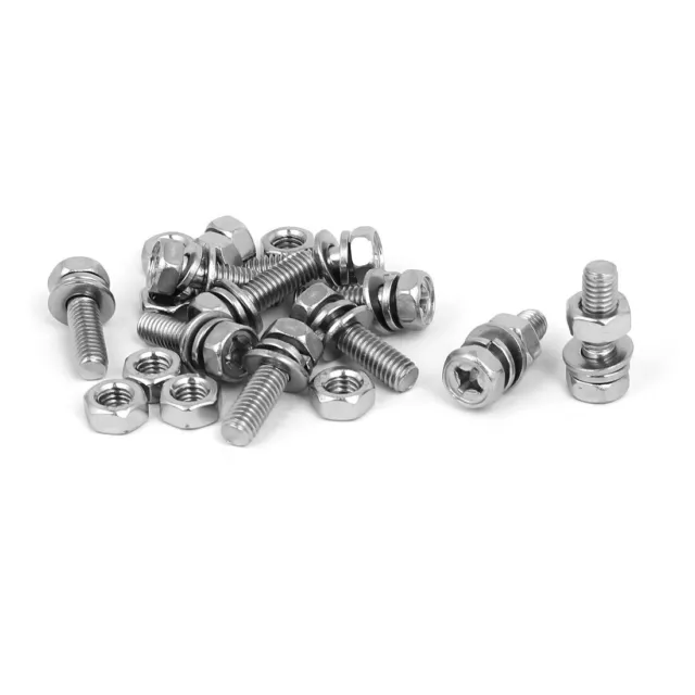 M6x20mm acero inoxidable 304 tuercas de pernos de cabeza hexagonal w 10 juegos