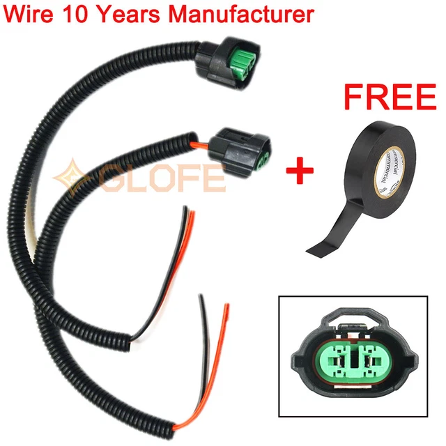 Extension Wire Pigtail Female P C H11 Two Harness Headlight Low Beam Bulb Socket