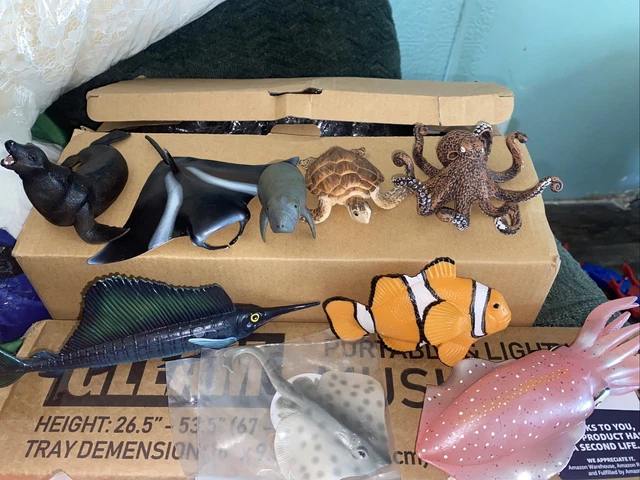 9 PREHISTORIC Sea Creatures Toys, Ancient Cambrian Ocean Animal Figures