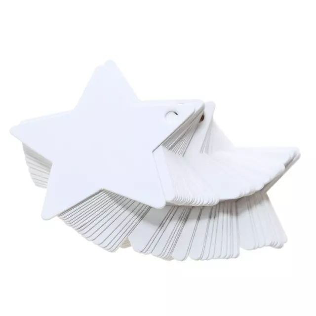 FE# 50pcs Kraft Paper Pendant Five-pointed Star Cards Home Party Decor(White)