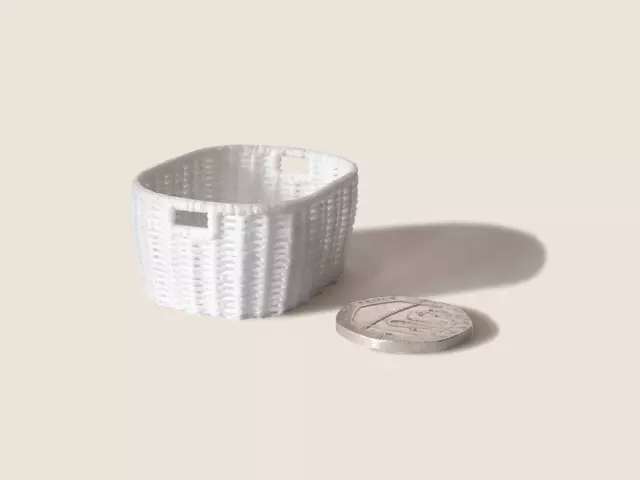 Dolls house Bespoke 1:12 scale wicker style laundry basket white by BUSHBABY