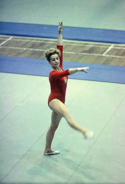 1960s Vera Caslavska Of Czechoslovakia In The Floor 7 Gymnastics Old Photo