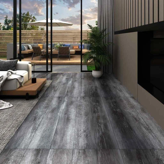 Listoni Autoadesivi in PVC 5,21 m? 2 mm Grigio Lucido