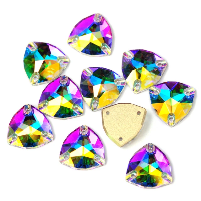 Glass Crystal AB Trilliant Sew ON Strass Loose Rhinestones Flat Back Sewing Bead