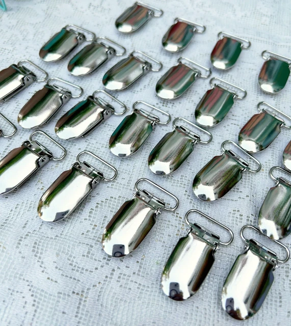 Silver Metal Pacifier Suspender Clips Craft Supplies Baby Pacifier Bow 25