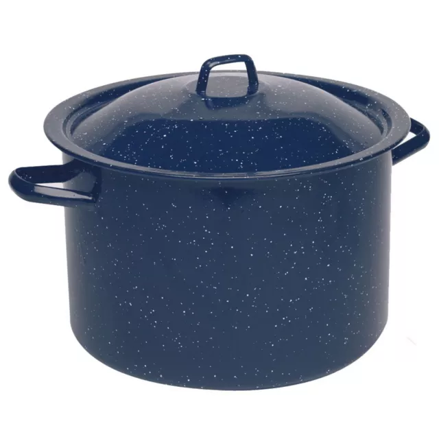 (Shipped From USA) Blue Speckled Enamel Stock Pot 4 Quart, Blue