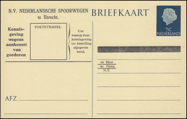 Postkarte P 258 Zudruck Spoorwegen: Model 238, ungebraucht ** / MNH