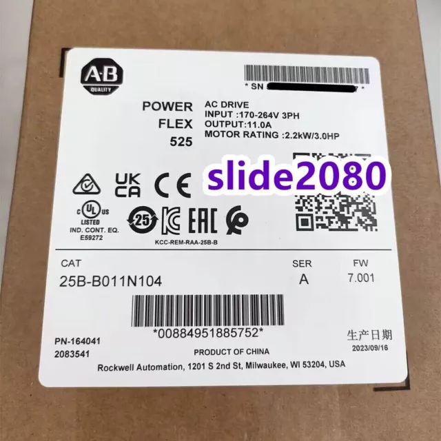 New Factory Sealed AB 25B-B011N104 SER A PowerFlex 525 2.2kW (3Hp) AC Drive